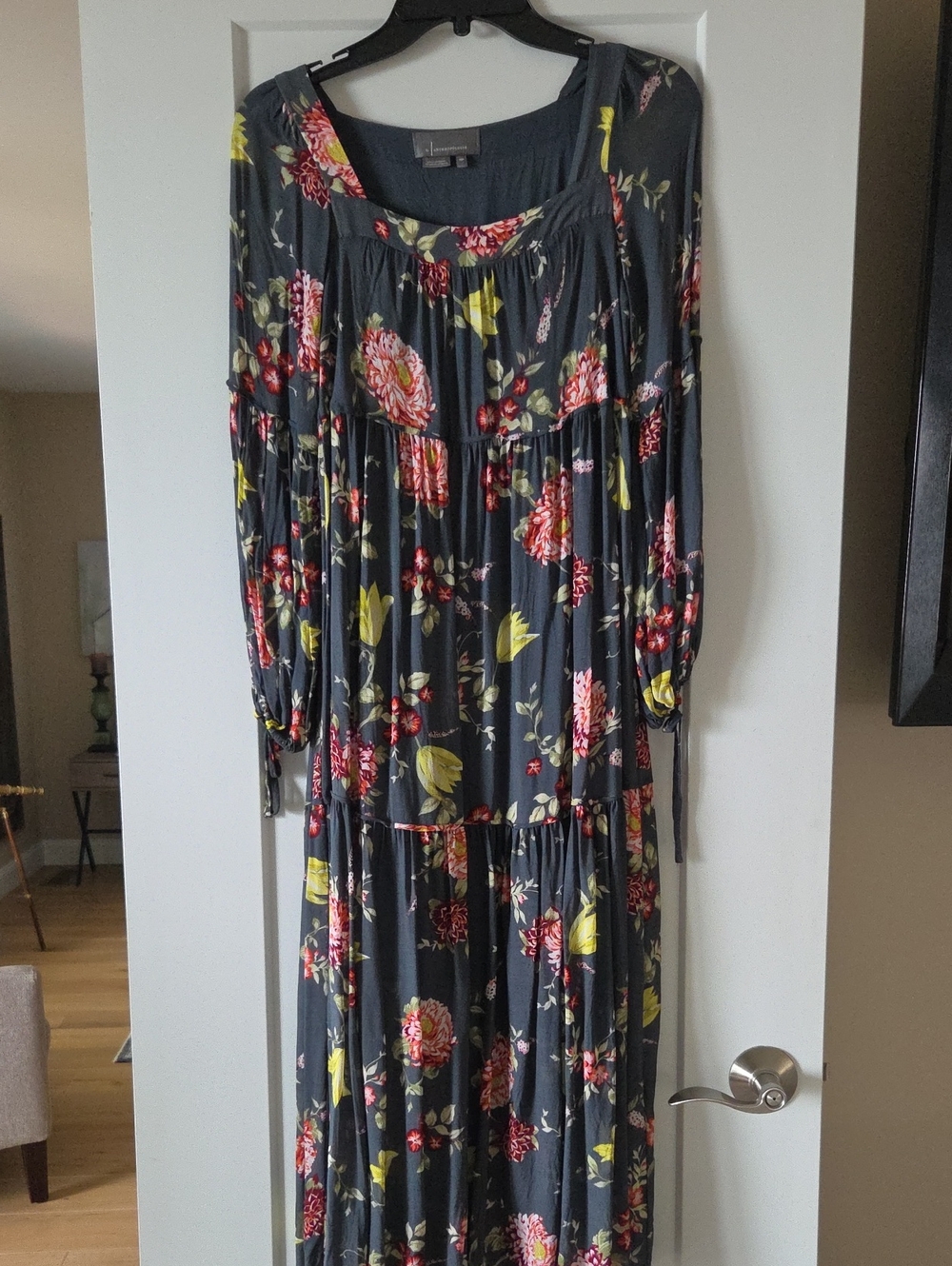 Anthropologie Black Dress Top with Subtle Charcoal Details